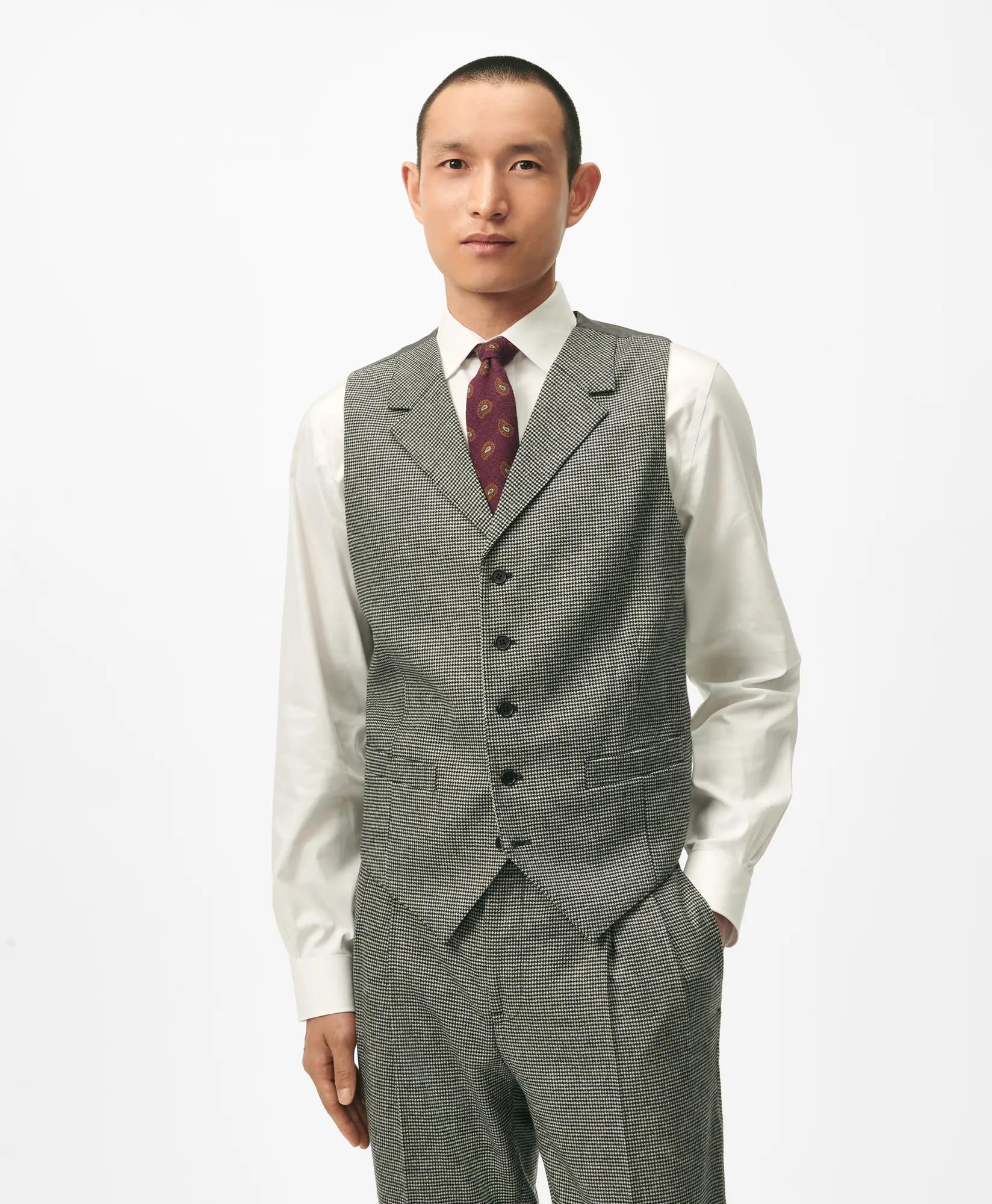 Slim Fit Houndstooth Wool-Cashmere Vest