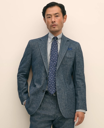 Slim Fit Twill Stretch Cotton-Linen Suit Jacket, image 1