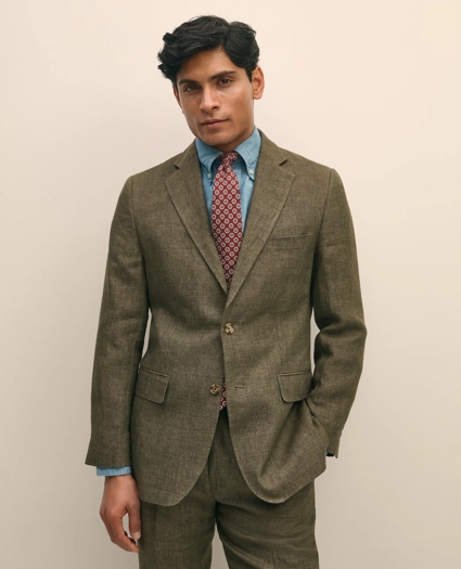 Slim Fit Houndstooth Linen Suit Jacket, image 1