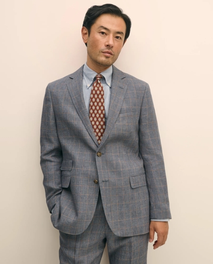 Slim Fit Check Linen Suit Jacket, image 1