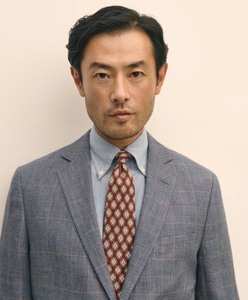 Slim Fit Check Linen Suit Jacket, image 3