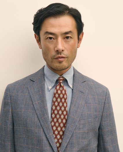 Slim Fit Check Linen Suit Jacket, image 3