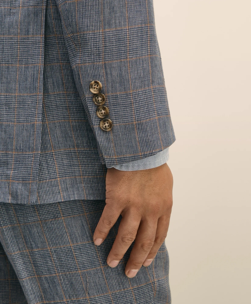 Slim Fit Check Linen Suit Jacket, image 5