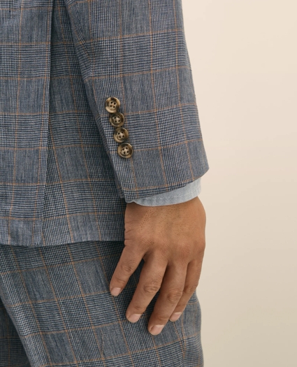 Slim Fit Check Linen Suit Jacket, image 5