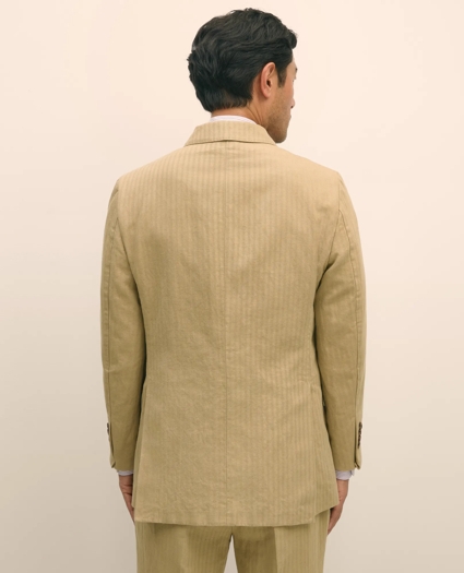 Slim Fit Cotton-Linen Herringbone Double-Breasted Suit Jacket, image 3