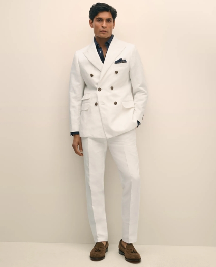 Slim Fit Cotton-Linen Herringbone Double-Breasted Suit Jacket, image 2