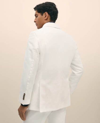Slim Fit Cotton-Linen Herringbone Double-Breasted Suit Jacket, image 4
