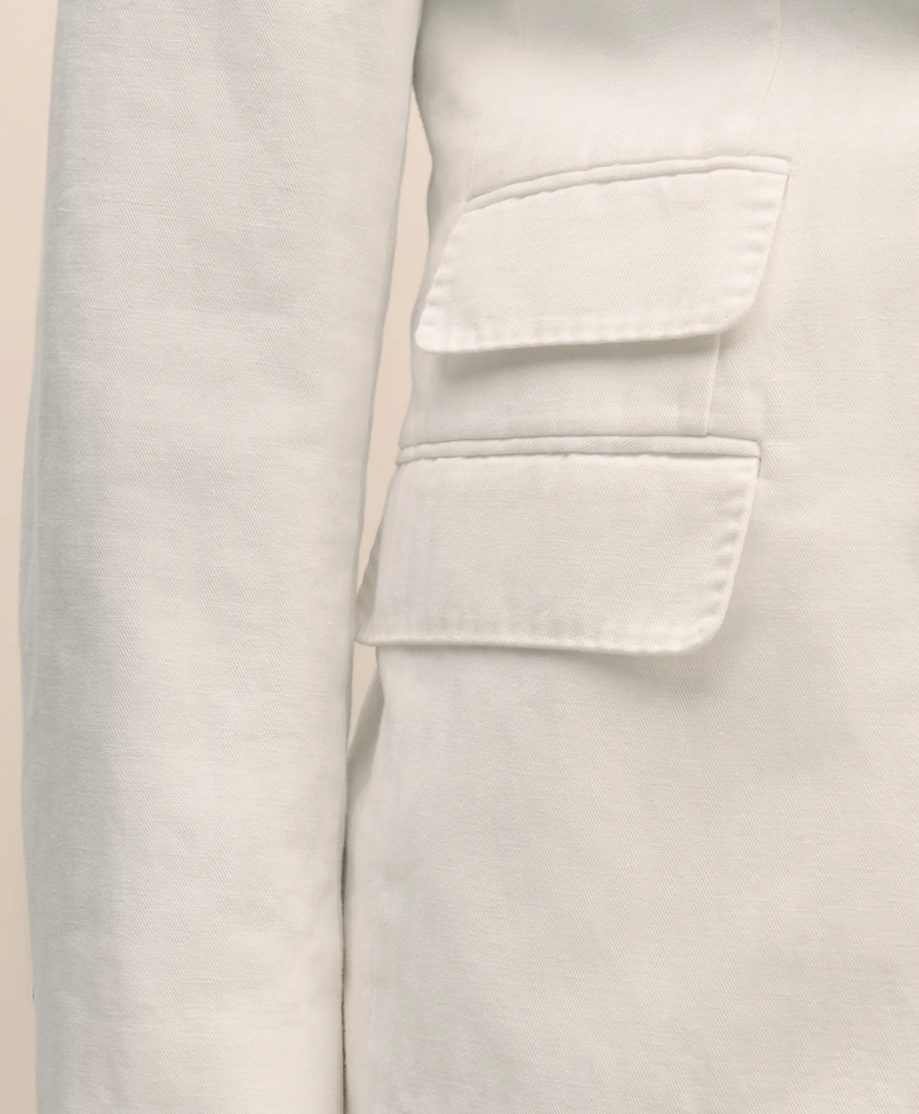 Slim Fit Cotton-Linen Herringbone Double-Breasted Suit Jacket, image 5