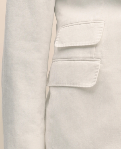 Slim Fit Cotton-Linen Herringbone Double-Breasted Suit Jacket, image 5