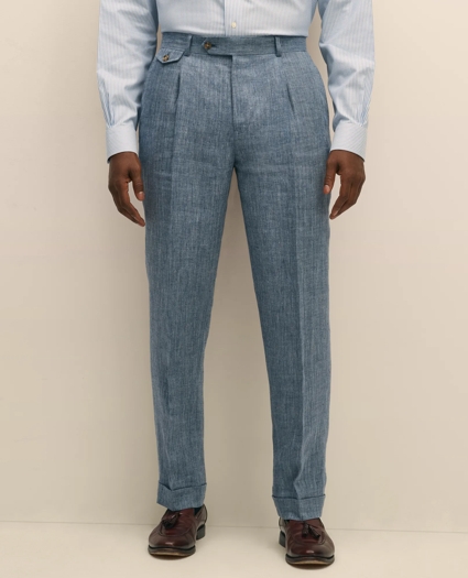 Classic Fit Herringbone Linen Single-Pleat Suit Pants, image 2