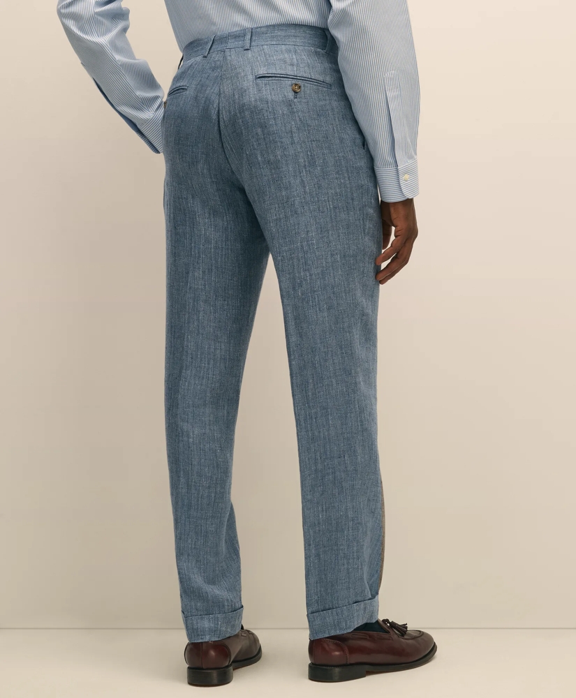 Classic Fit Herringbone Linen Single-Pleat Suit Pants, image 3
