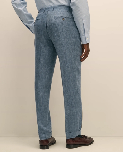 Classic Fit Herringbone Linen Single-Pleat Suit Pants, image 3