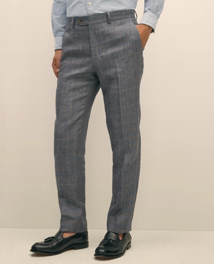 Slim Fit Check Linen Suit Pants, image 2