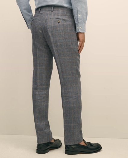 Slim Fit Check Linen Suit Pants, image 3