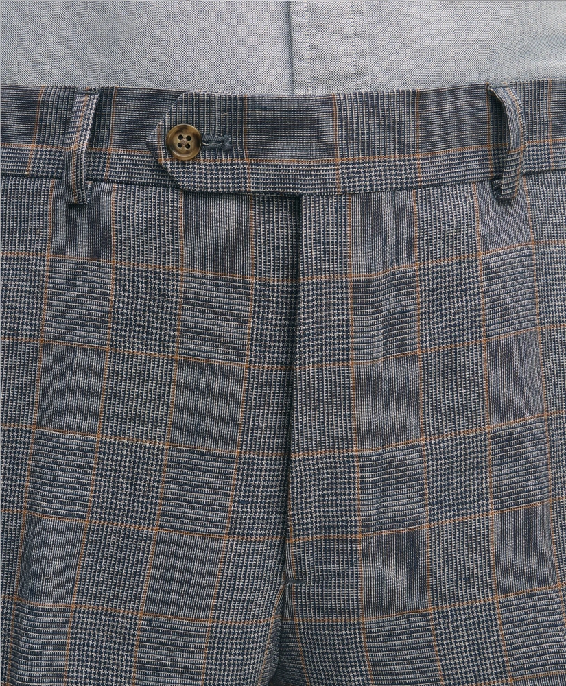 Slim Fit Check Linen Suit Pants, image 4