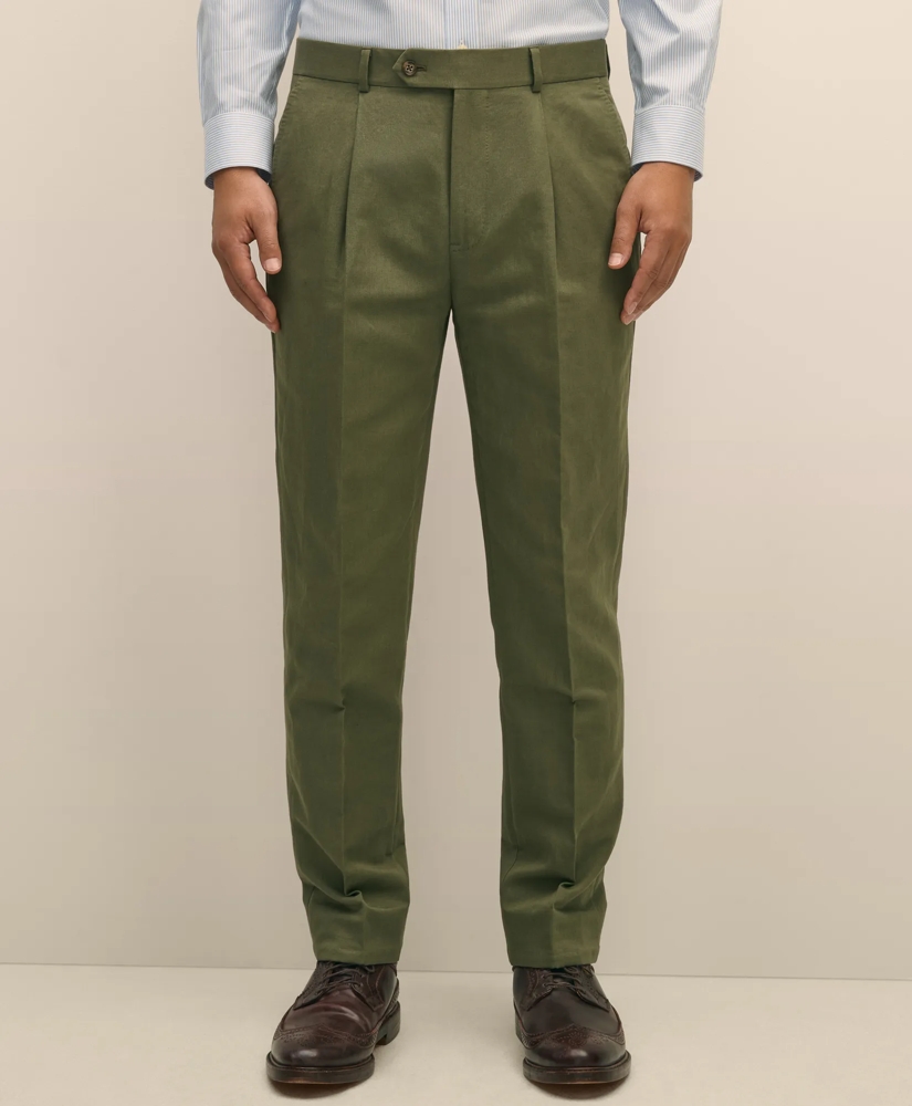 Slim Fit Fine Twill Washed Linen-Cotton Single-Pleat Suit Pants, image 2