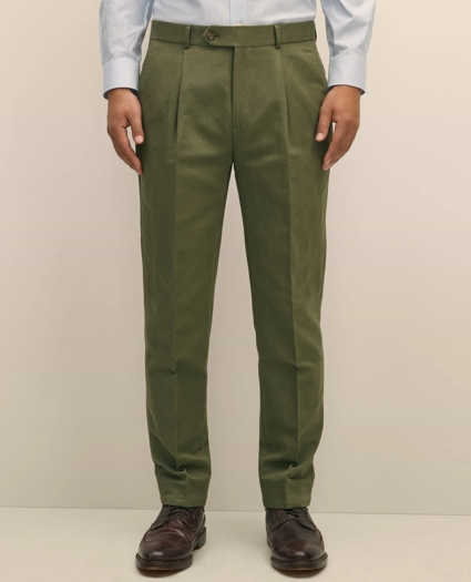 Slim Fit Fine Twill Washed Linen-Cotton Single-Pleat Suit Pants, image 2