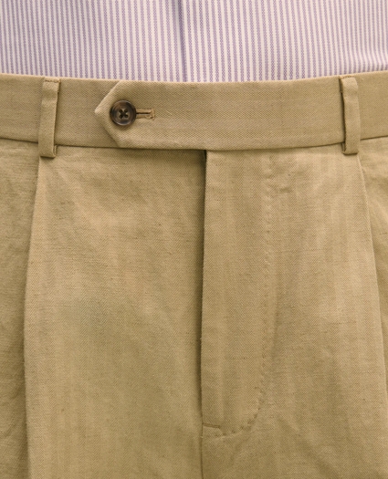 Slim Fit Cotton-Linen Herringbone Single-Pleat Suit Pants, image 3