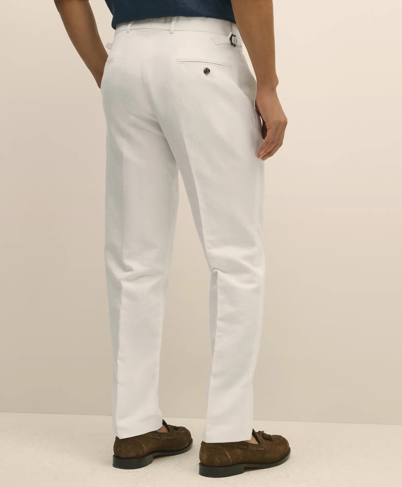 Slim Fit Cotton-Linen Herringbone Single-Pleat Suit Pants, image 3