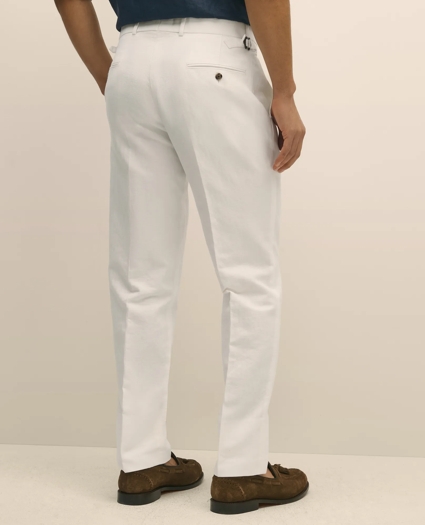Slim Fit Cotton-Linen Herringbone Single-Pleat Suit Pants, image 3