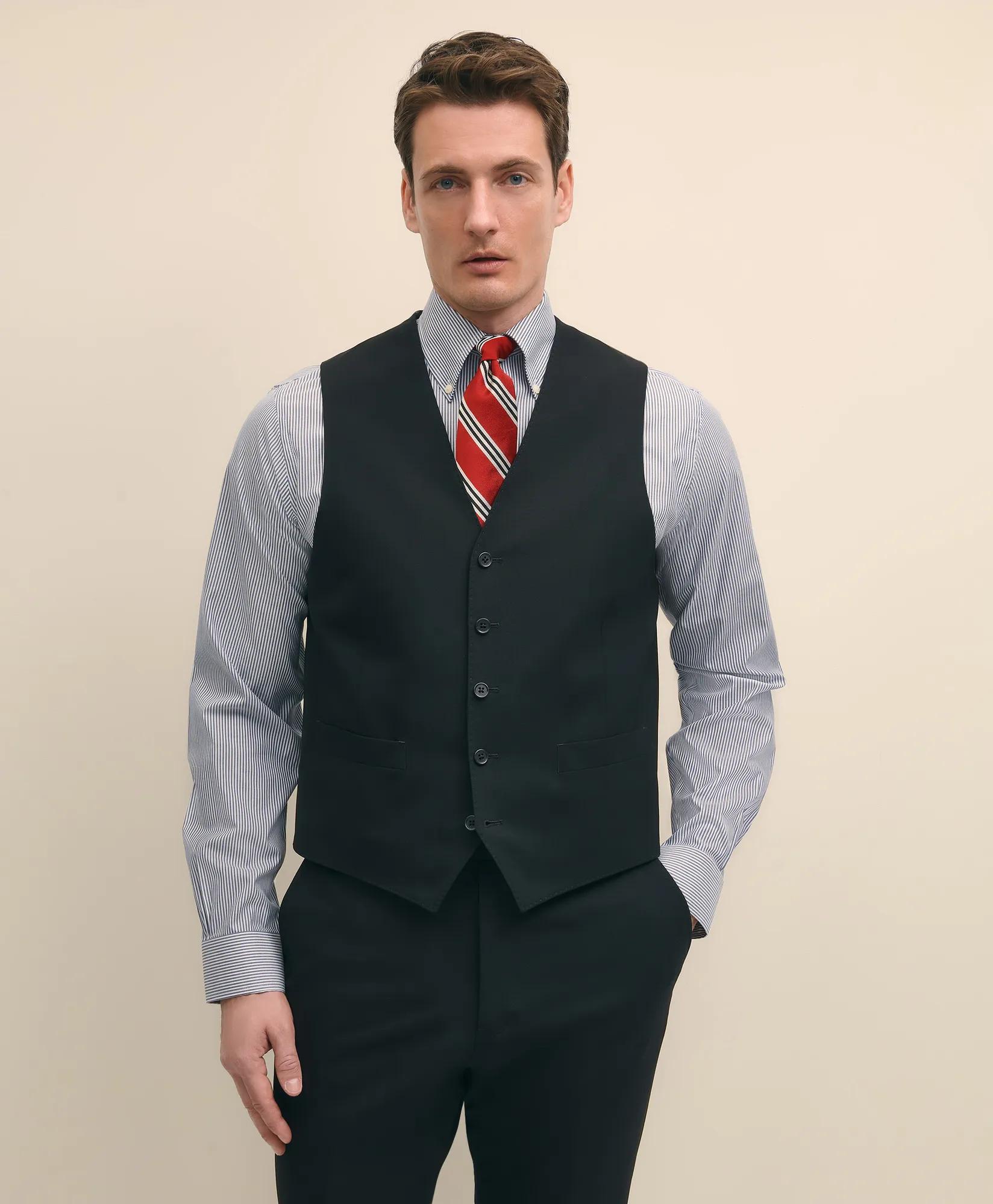 Explorer Collection Classic Fit Wool Suit Vest - Black