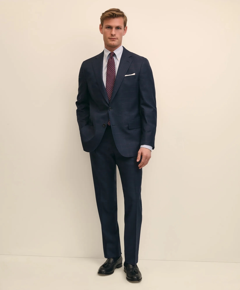 Brooks Brothers Explorer Collection Classic Fit Wool Overcheck Suit Pants