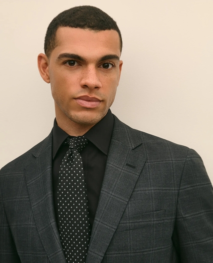 Brooks Brothers Explorer Collection Slim Fit Wool Windowpane Suit Jacket, image 3