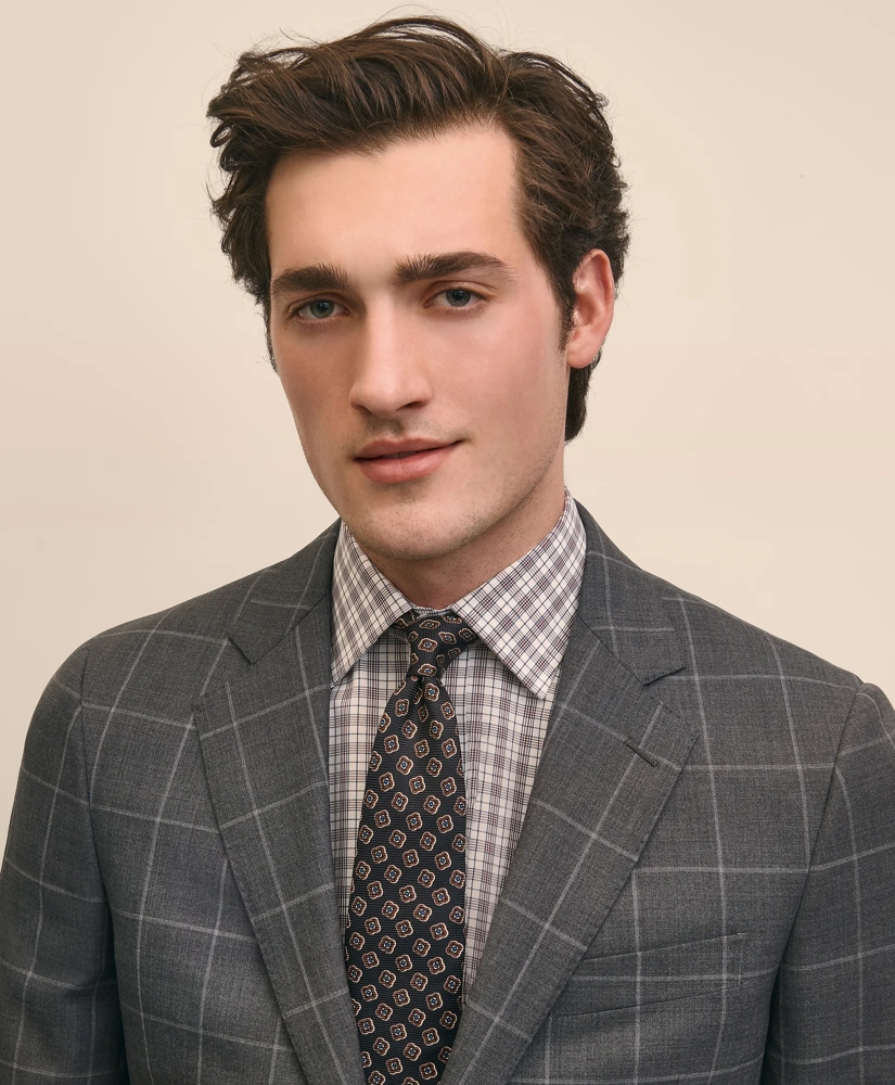 Classic Fit Wool Windowpane 1818 Suit, image 3