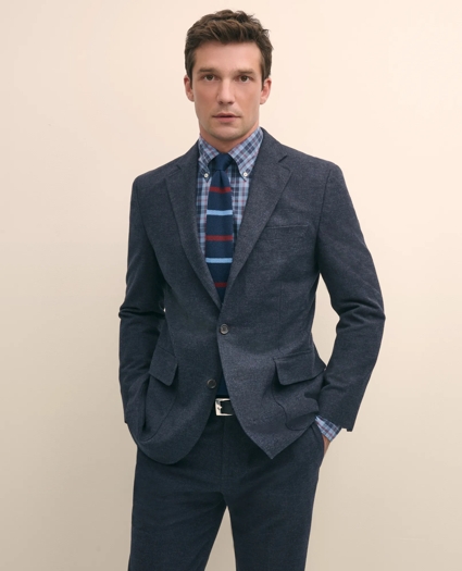 Slim Fit Check Suit Jacket in Brushed-Cotton, image 1