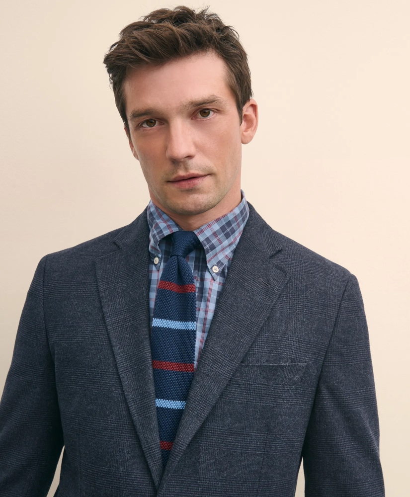 Slim Fit Check Suit Jacket in Brushed-Cotton, image 4
