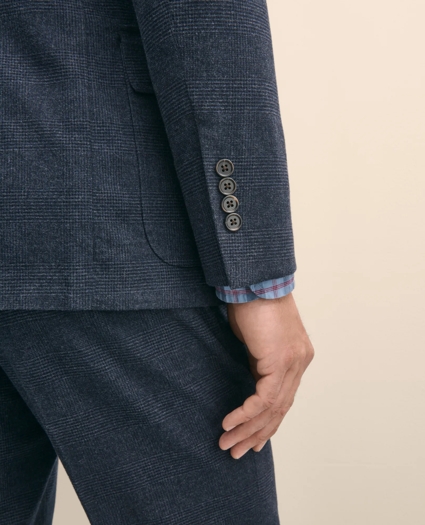Slim Fit Check Suit Jacket in Brushed-Cotton, image 7