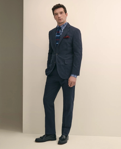 Slim Fit Check Suit Pants in Brushed-Cotton, image 1