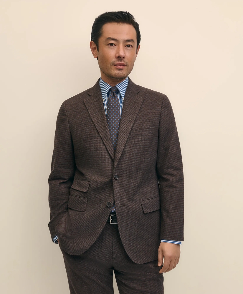 Slim Fit Mini-Houndstooth Suit Jacket Brushed-Cotton