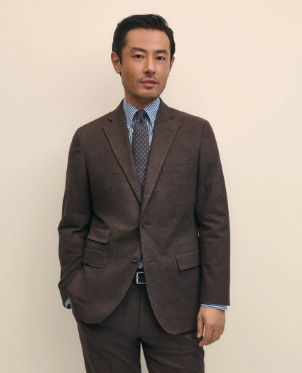 Slim Fit Mini-Houndstooth Suit Jacket in Brushed-Cotton, image 1