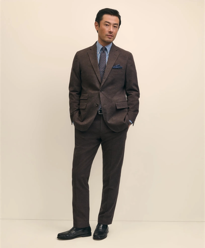 Slim Fit Mini-Houndstooth Suit Jacket in Brushed-Cotton, image 2