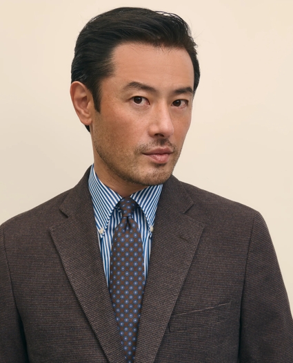 Slim Fit Mini-Houndstooth Suit Jacket in Brushed-Cotton, image 3