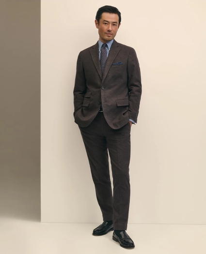 Slim Fit Mini-Houndstooth Suit Pants in Brushed-Cotton, image 1