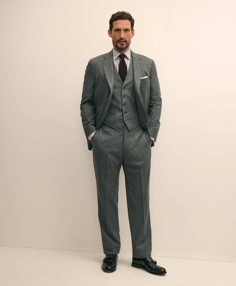 Archive Pinstripe Vest in Wool Flannel, image 2