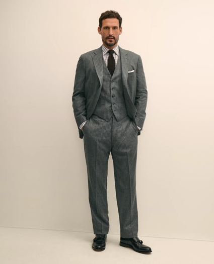 Archive Pinstripe Vest in Wool Flannel, image 2