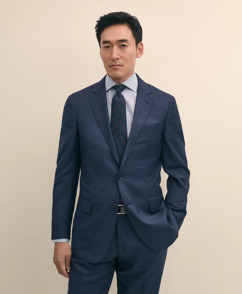 Traditional Fit Wool Pinstripe 1818 Suit, image 2