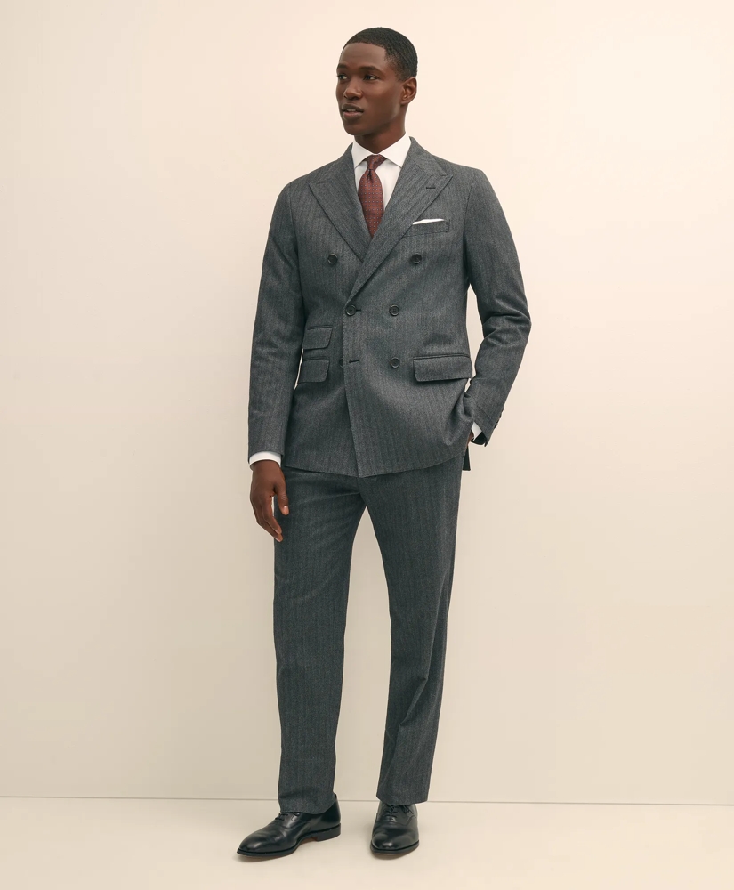 Classic Fit Double-Breasted Cotton Herringbone Suit Jacket, image 2