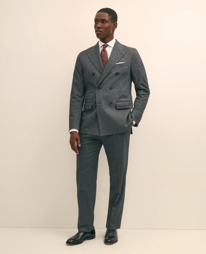 Classic Fit Double-Breasted Cotton Herringbone Suit Jacket, image 2
