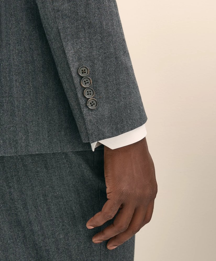 Classic Fit Double-Breasted Cotton Herringbone Suit Jacket, image 4