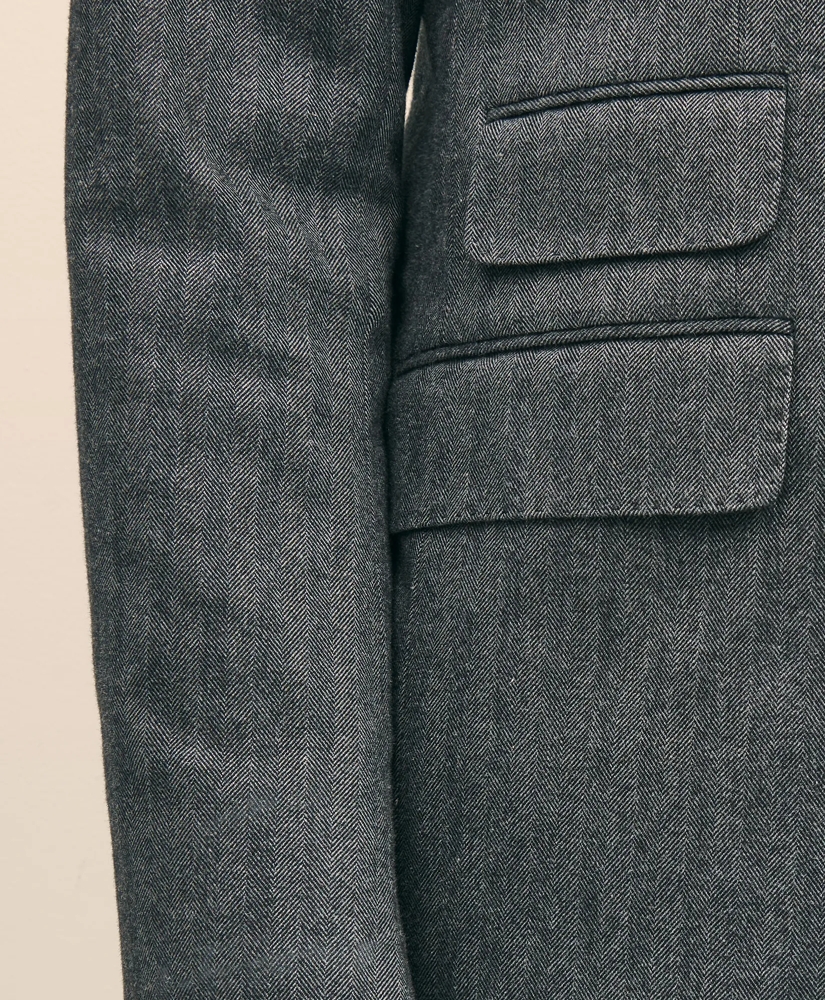 Classic Fit Double-Breasted Cotton Herringbone Suit Jacket, image 7