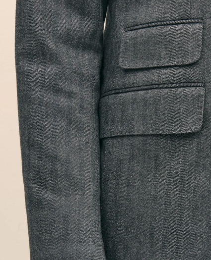 Classic Fit Double-Breasted Cotton Herringbone Suit Jacket, image 7