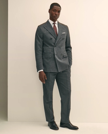 Classic Fit Cotton Herringbone Suit Pants, image 1