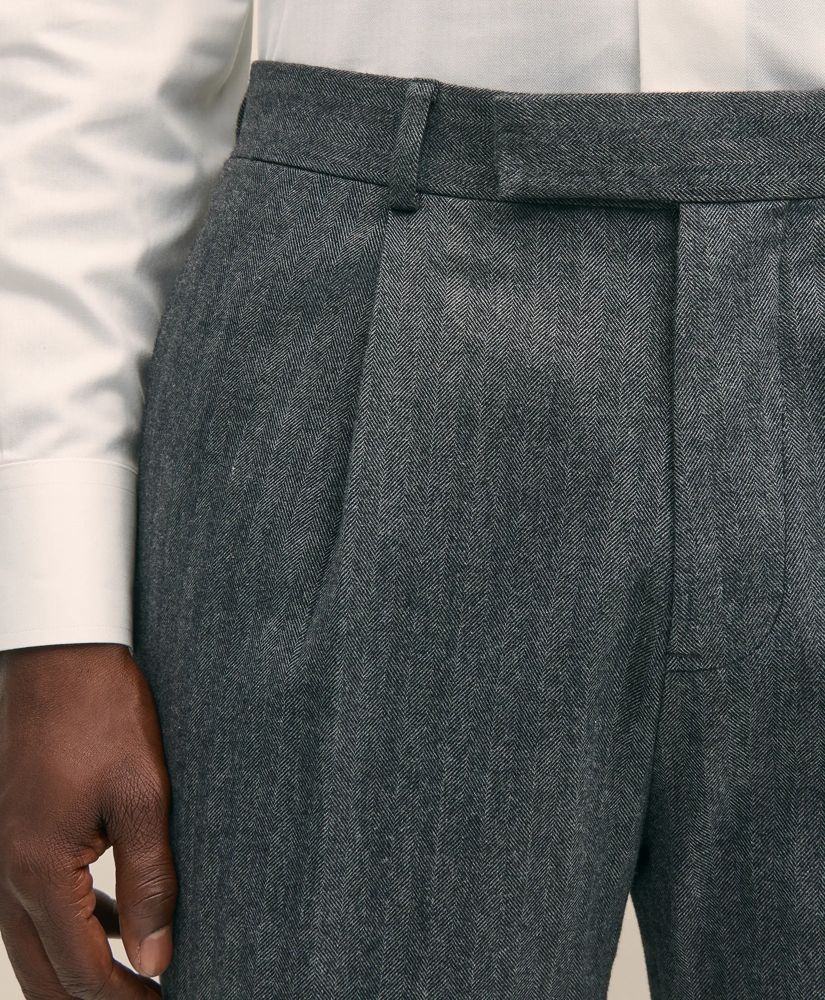 Classic Fit Cotton Herringbone Suit Pants, image 3