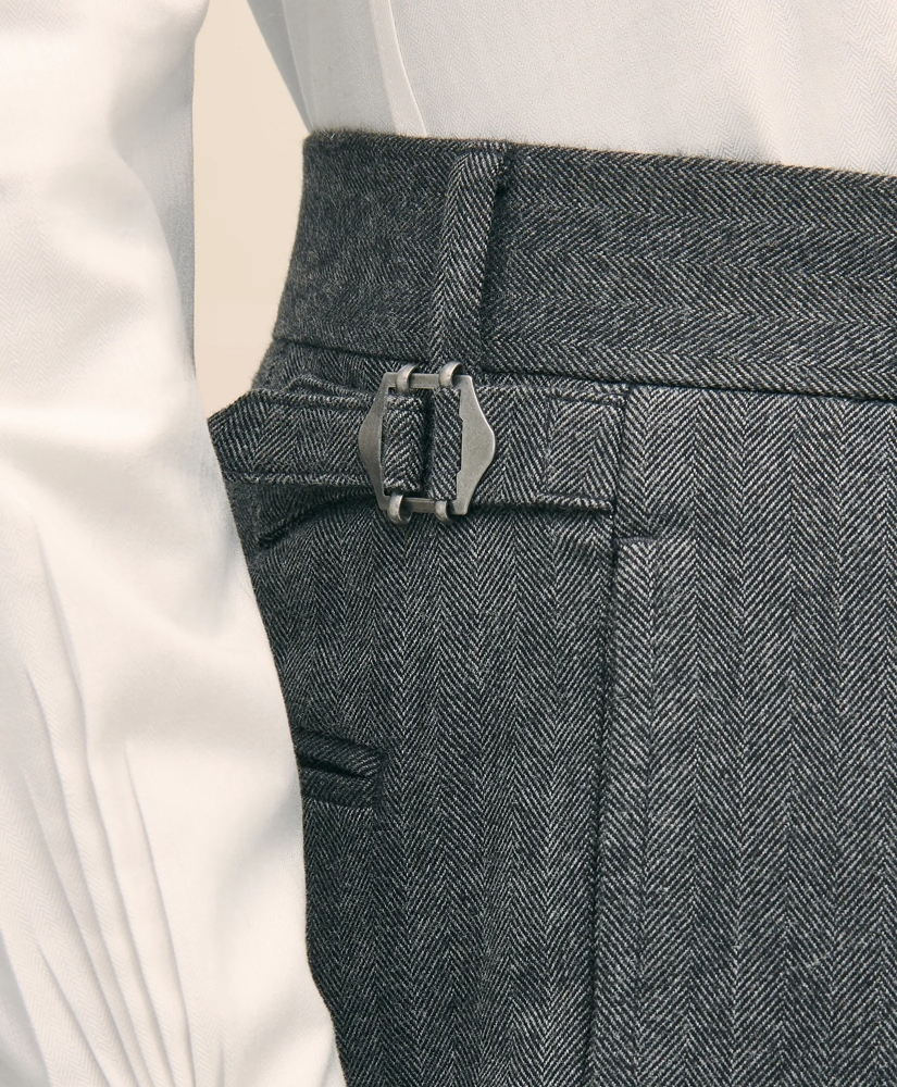 Classic Fit Cotton Herringbone Suit Pants, image 4