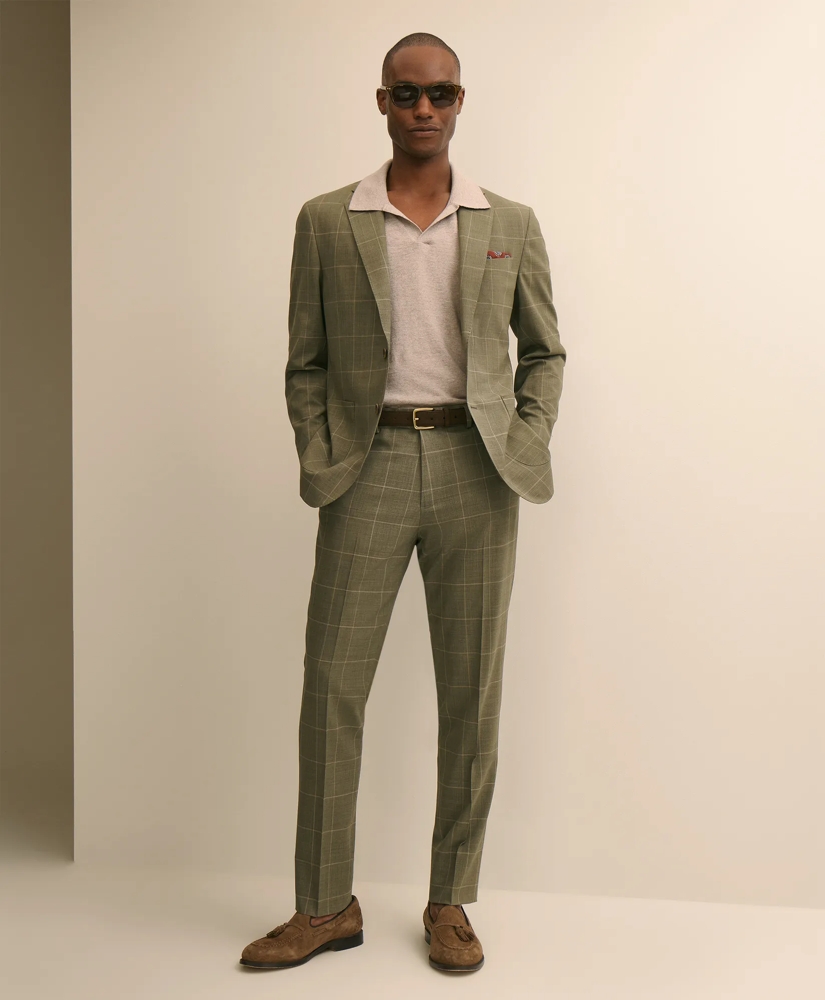 Brooks Brothers Explorer Collection Slim Fit Wool Windowpane Suit Pants, image 1