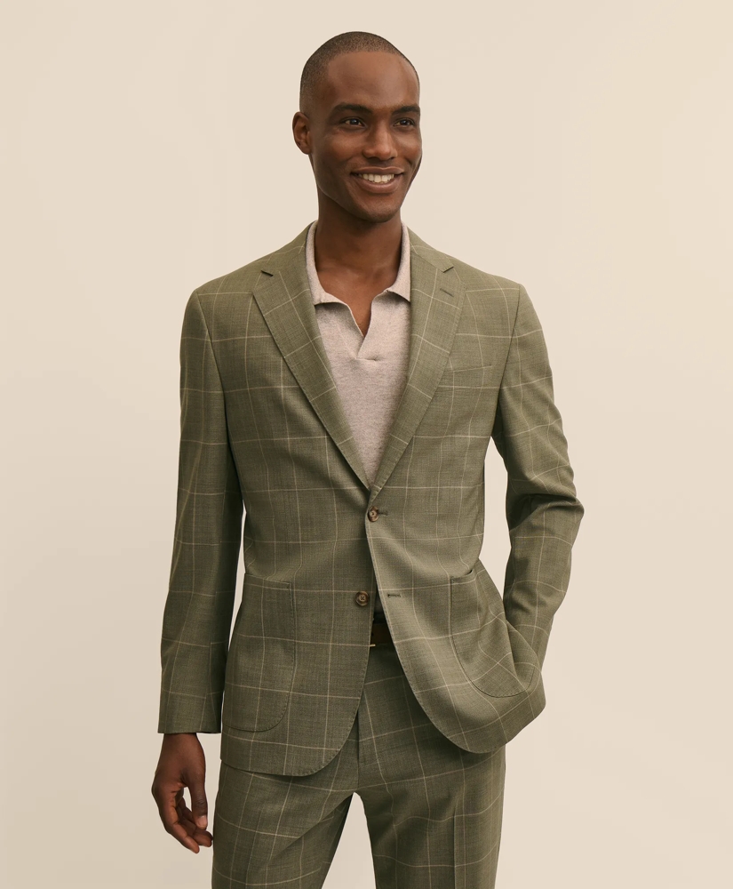 Brooks Brothers Explorer Collection Slim Fit Wool Windowpane Suit Jacket, image 1